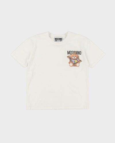 00s Y2K Moschino This Is Not A Moschino Toy Bear White Cropped Fit T-Shirt - S