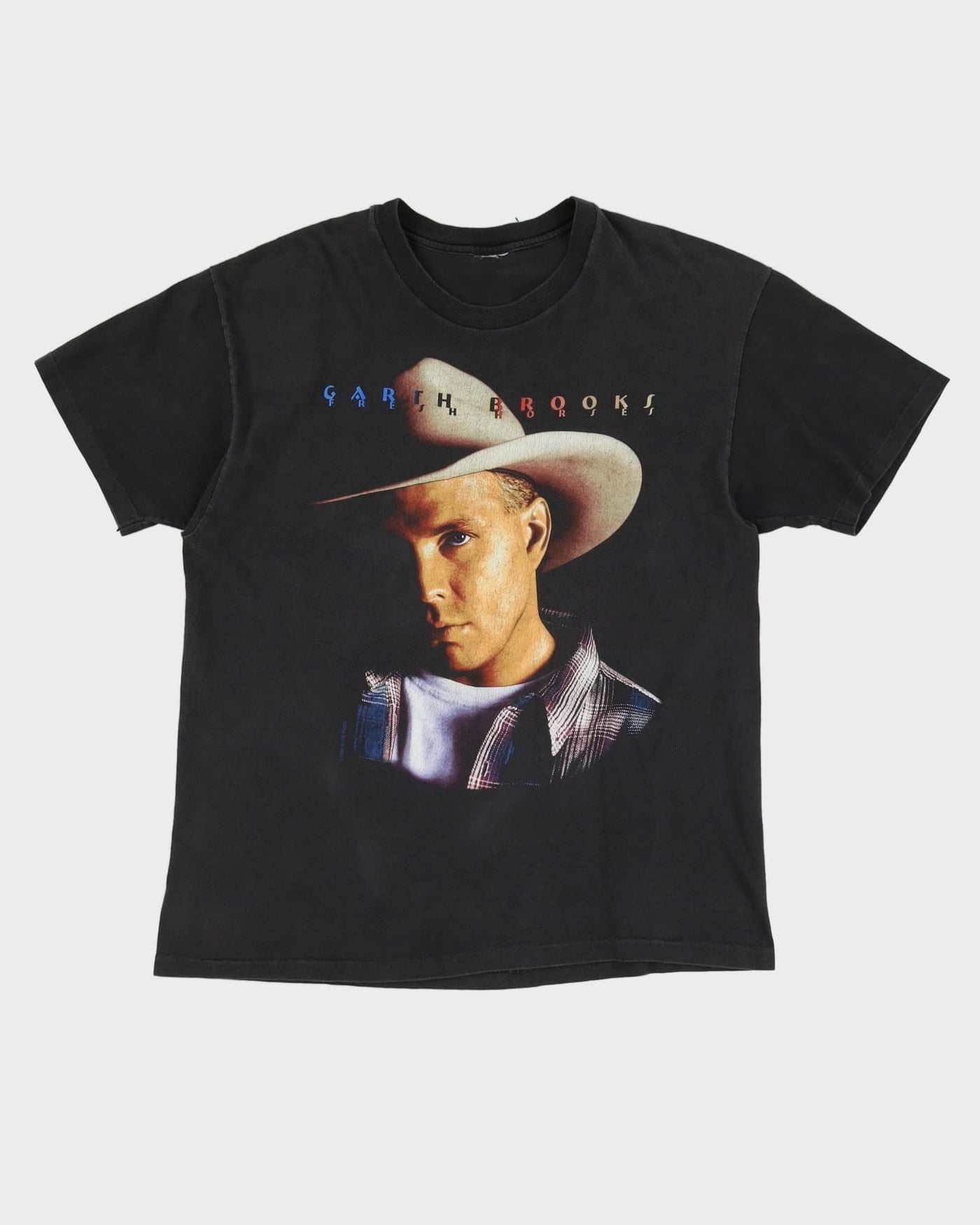 Vintage 1996 Garth Brooks Fresh Horses Tour Black Graphic Band T-Shirt - L / XL