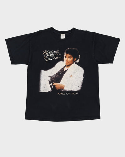 2008 Michael Jackson Thriller King Of Pop Black Graphic Band T-Shirt - L / XL