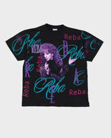 1995 Reba Black Graphic All Over Print Band T-Shirt - L