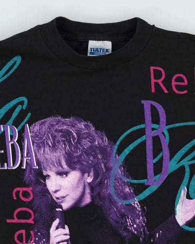 1995 Reba Black Graphic All Over Print Band T-Shirt - L