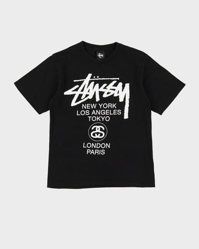 Pre-Loved Stussy Black Graphic T-Shirt - S