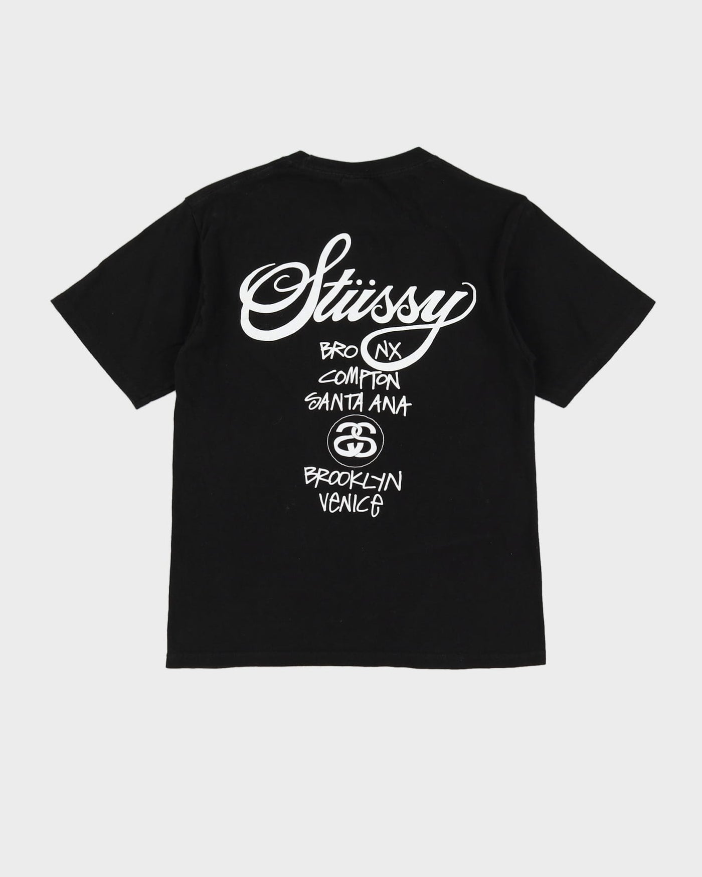 Pre-Loved Stussy Black Graphic T-Shirt - S