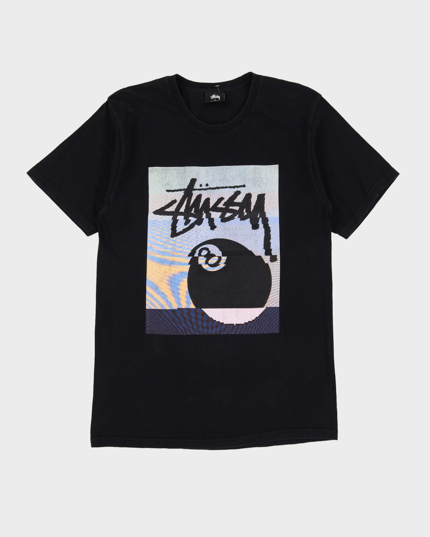 Pre-Loved Stussy 8 Ball Design Black Graphic T-Shirt - M