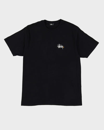 Pre-Loved Stussy Double Sided Basic Logo Design Black Graphic T-Shirt - L