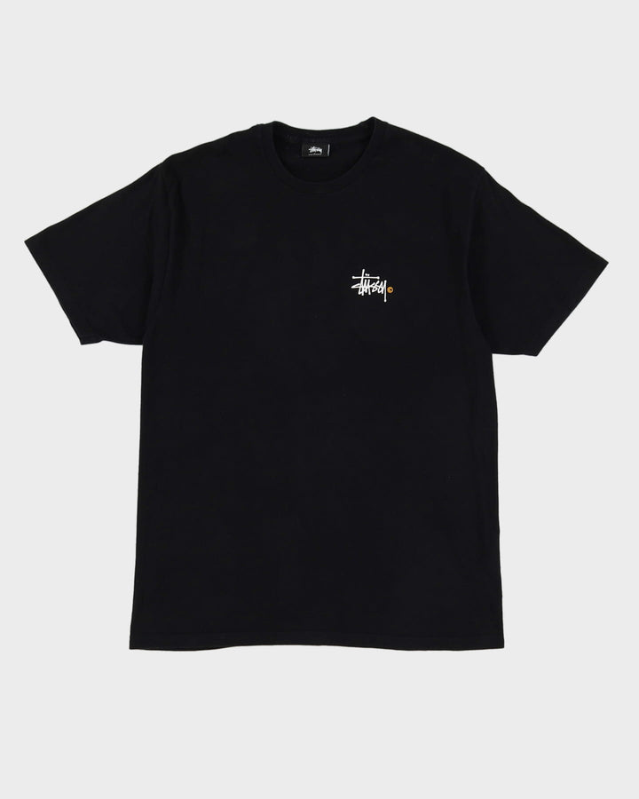 Pre-Loved Stussy Double Sided Basic Logo Design Black Graphic T-Shirt - L