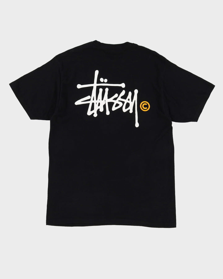 Pre-Loved Stussy Double Sided Basic Logo Design Black Graphic T-Shirt - L
