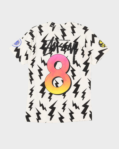 Stussy Tribe Football Style All Over Print White / Black T-Shirt - M