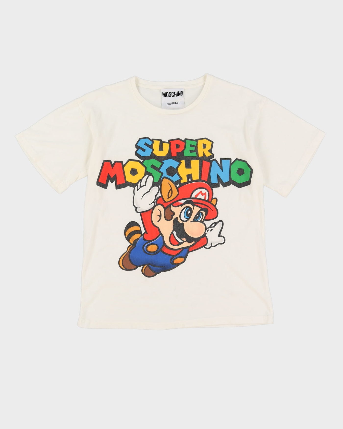 SS16 Super Moschino Mario Collaboration White Designer Oversized T-Shirt - S