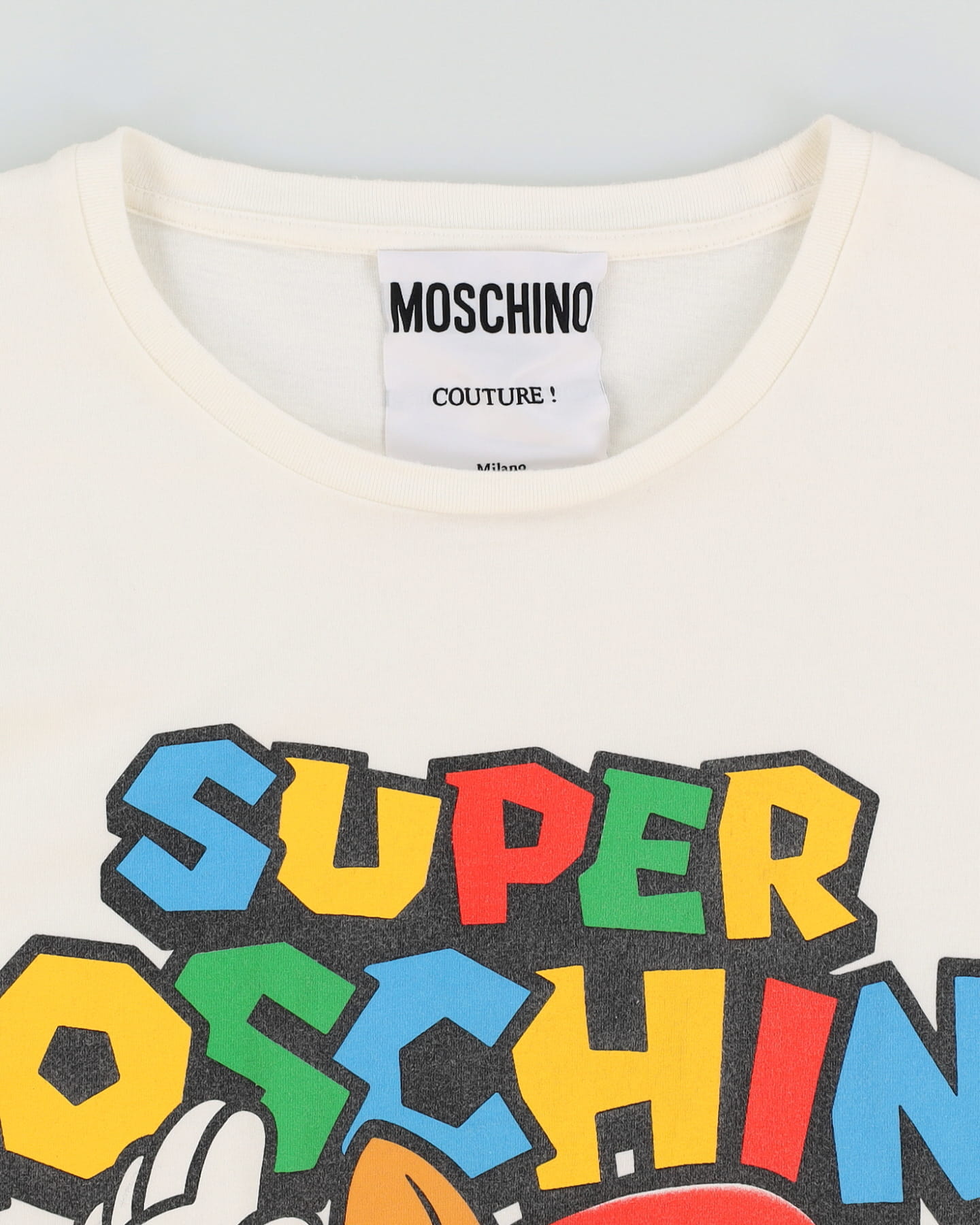 SS16 Super Moschino Mario Collaboration White Designer Oversized T-Shirt - S