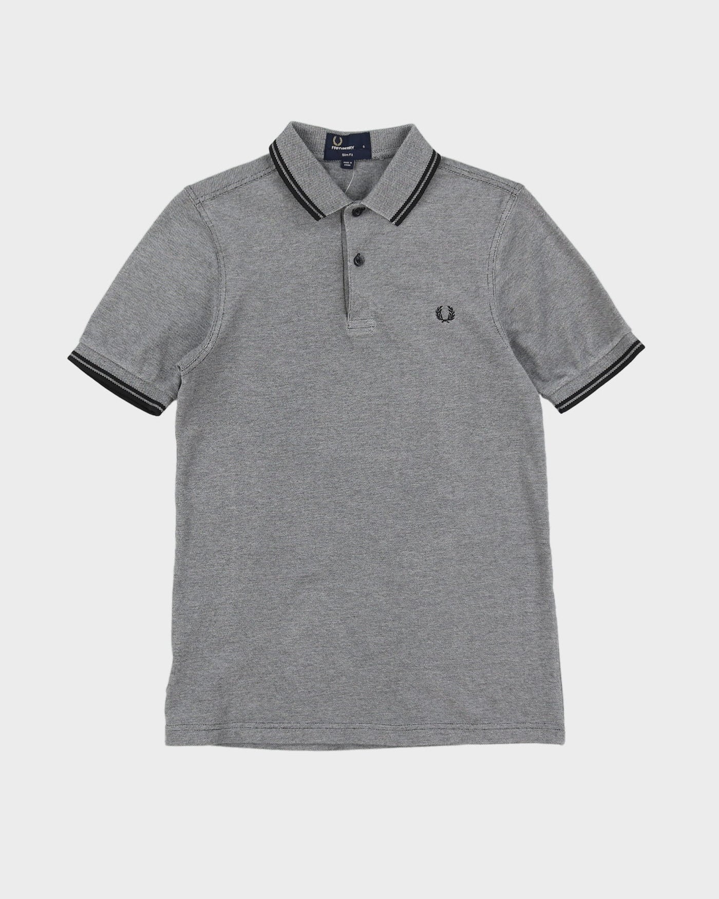 Fred Perry Grey / Black Slim Fit Polo Shirt - S