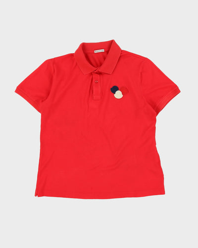 Moncler Red Slim Fit Triple Logo Polo Shirt - M / L