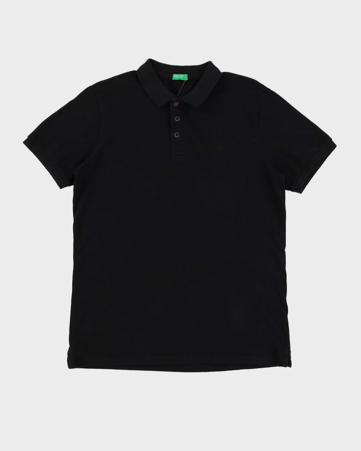 Vintage Benetton Black Slim Fit Polo Shirt - L
