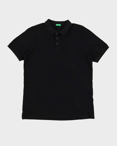 Vintage Benetton Black Slim Fit Polo Shirt - L
