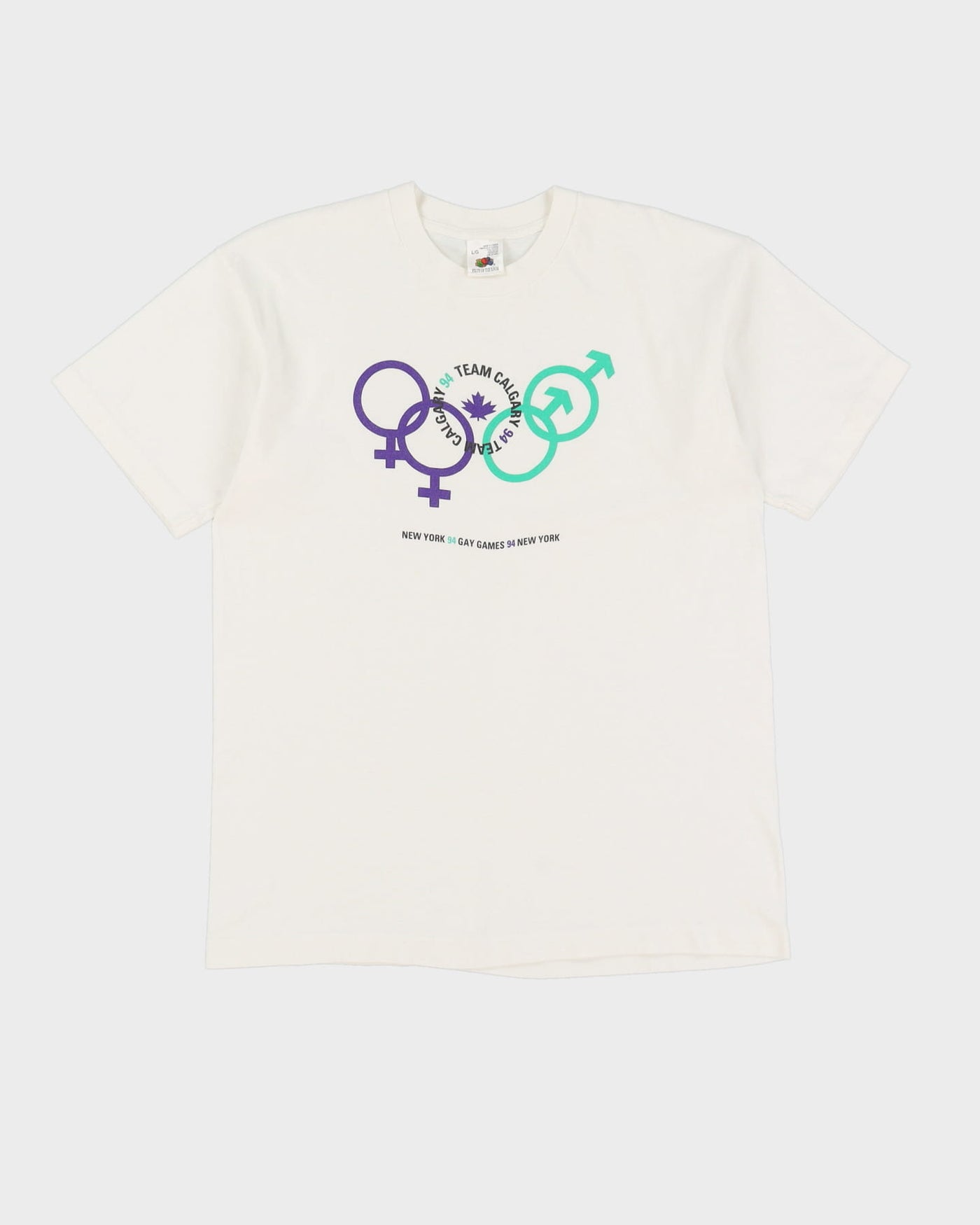 Vintage 1994 Team Calgary Gay Games Single Stitch White T-Shirt - M / L