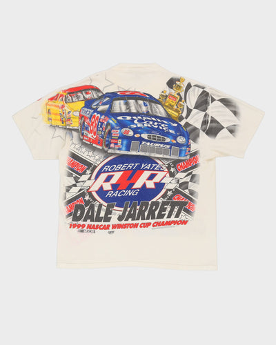 Vintage 1999 Dale Jarrett NASCAR Chase Authentics All Over Print White Single Stitch T-Shirt - XL