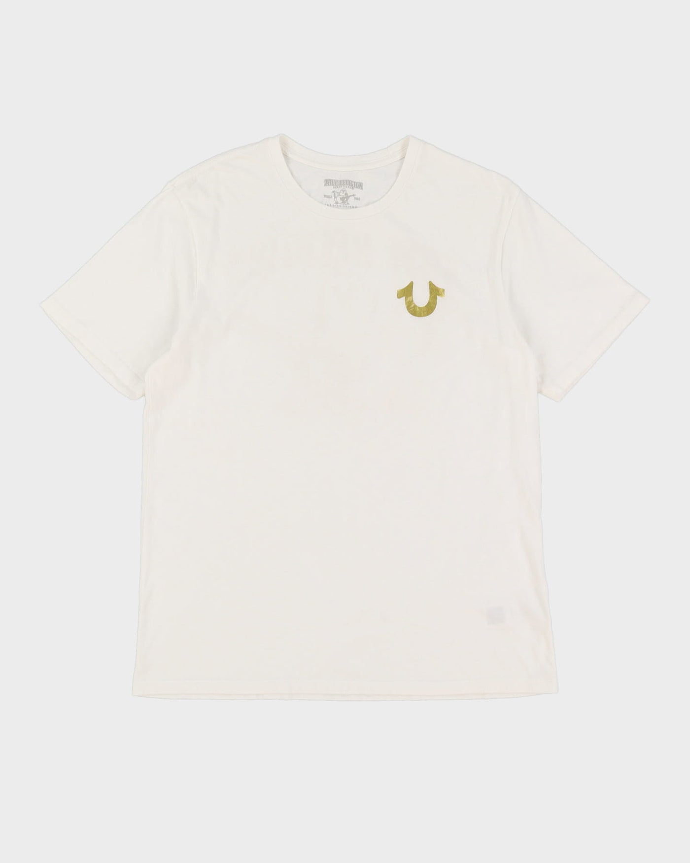 True Religion White / Gold Double Sided Print T-Shirt - L