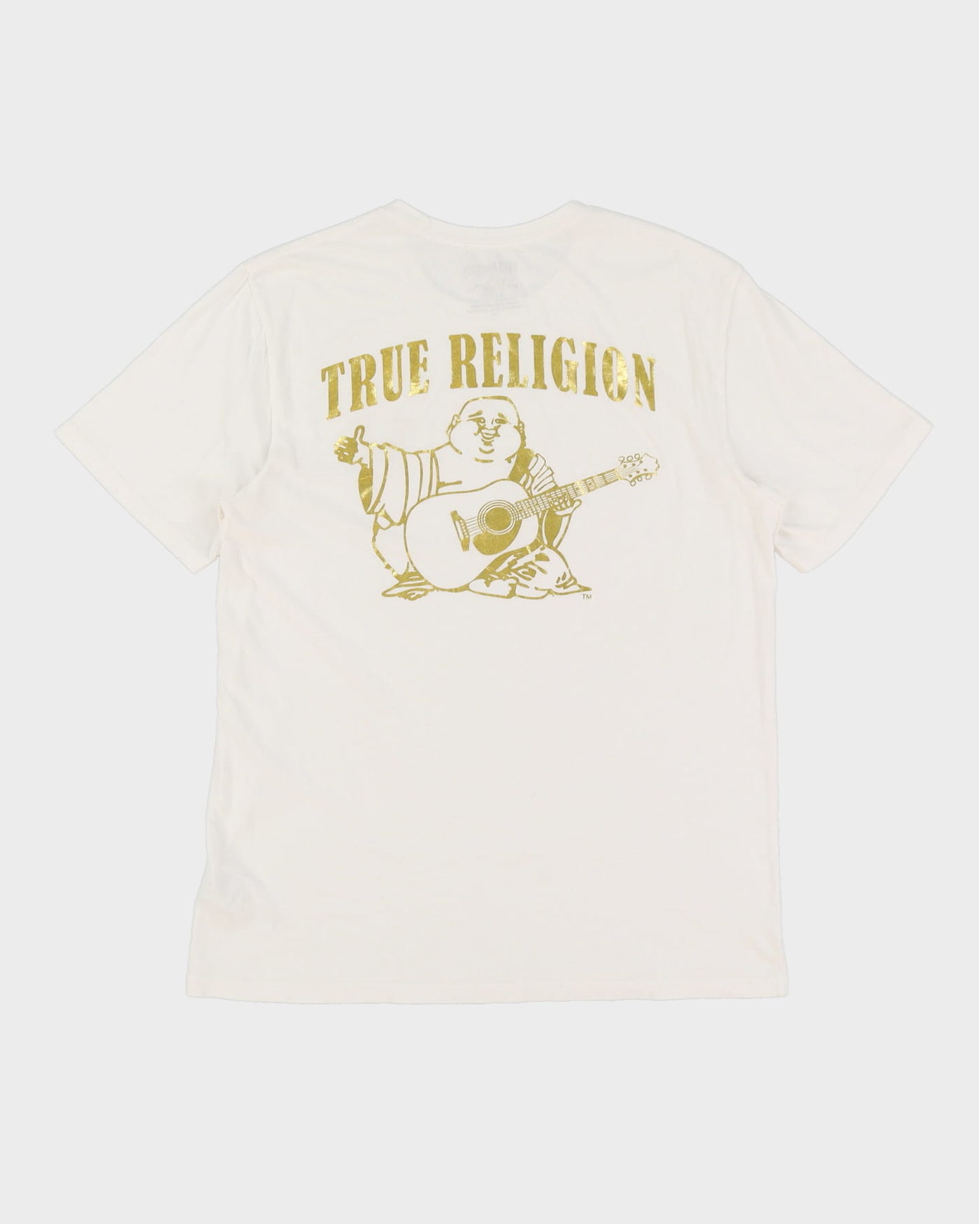 True Religion White / Gold Double Sided Print T-Shirt - L