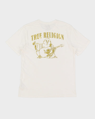 True Religion White / Gold Double Sided Print T-Shirt - L