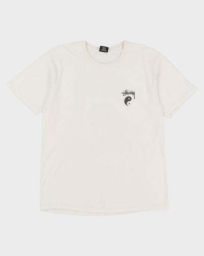 Stussy Ying & Yang White Graphic T-Shirt - L