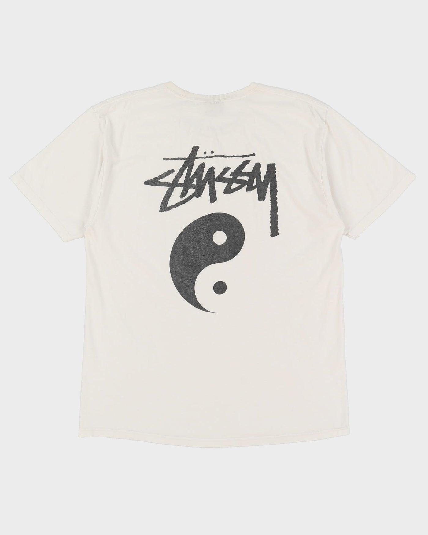 Stussy Ying & Yang White Graphic T-Shirt - L