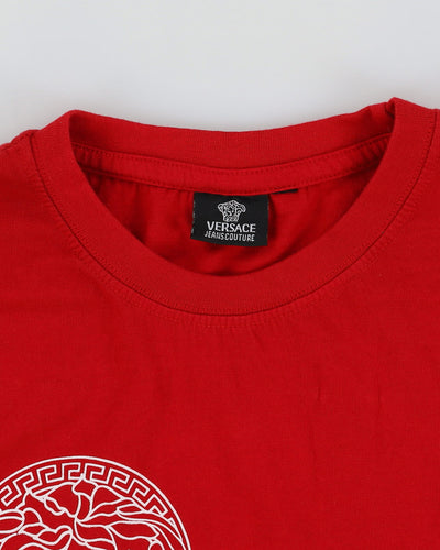 00s Versace Jeans Long Sleeve Red Embroidered T-Shirt - XS