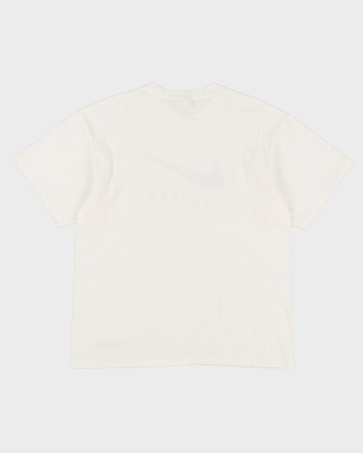 Vintage 90s Nike Soccer White Graphic T-Shirt - L