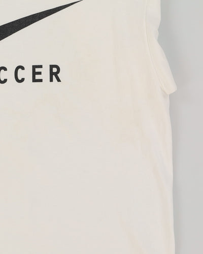 Vintage 90s Nike Soccer White Graphic T-Shirt - L