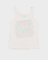 80s Island Print Tees Hawaii Vibrant Colour Single Stitch White Vest - XS
