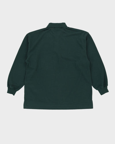 Vintage 90s Tommy Hilfiger Green Long Sleeve Polo Shirt - L