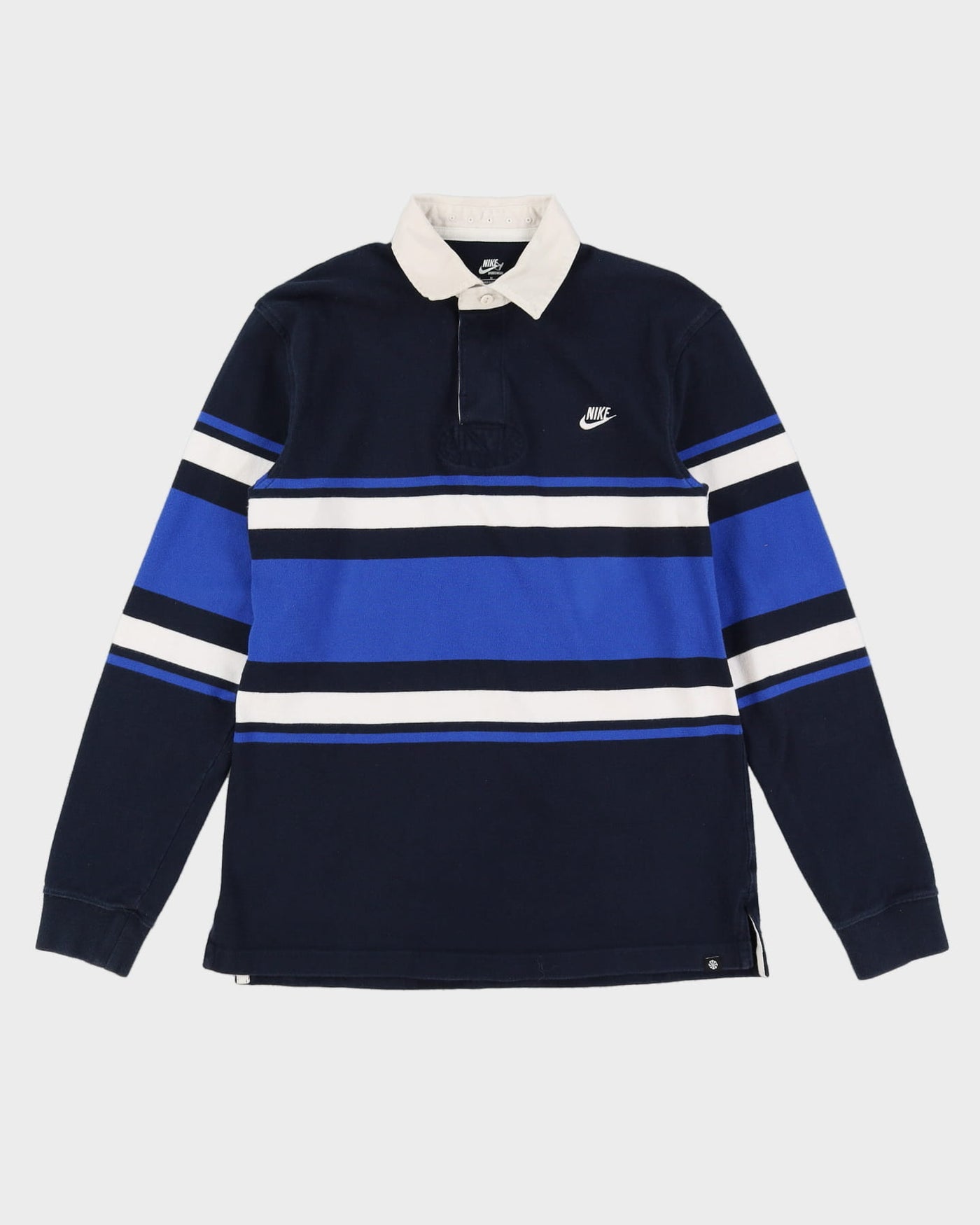 Nike Navy / Blue Striped Long Sleeve Rugby Shirt - M