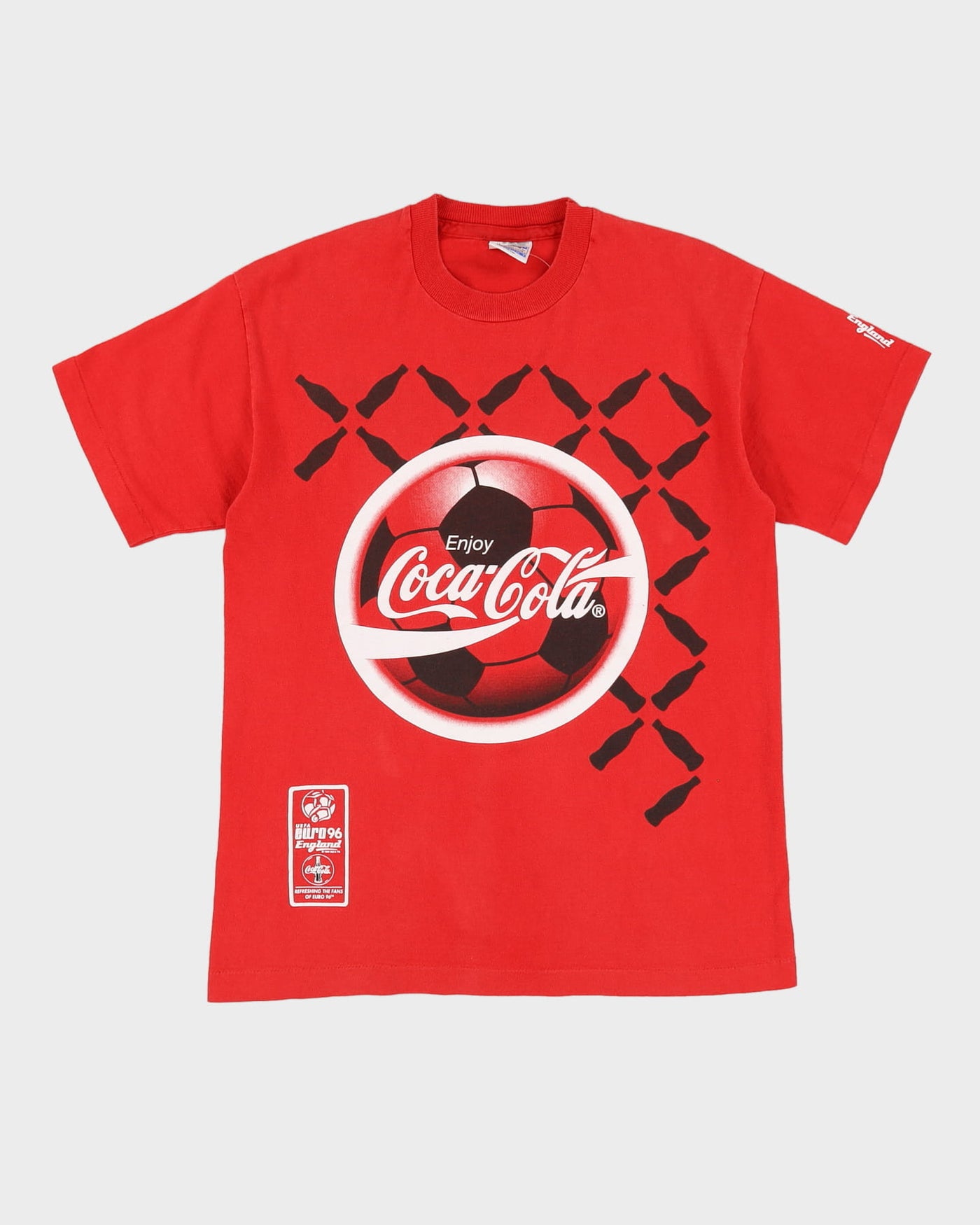 Vintage 1996 Euro's Coca Cola Red Graphic T-Shirt - S / M