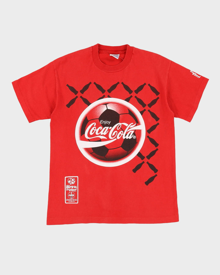 Vintage 1996 Euro's Coca Cola Red Graphic T-Shirt - S / M