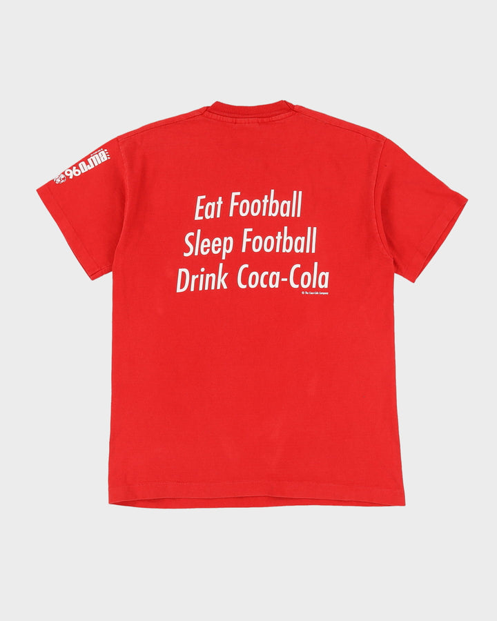 Vintage 1996 Euro's Coca Cola Red Graphic T-Shirt - S / M
