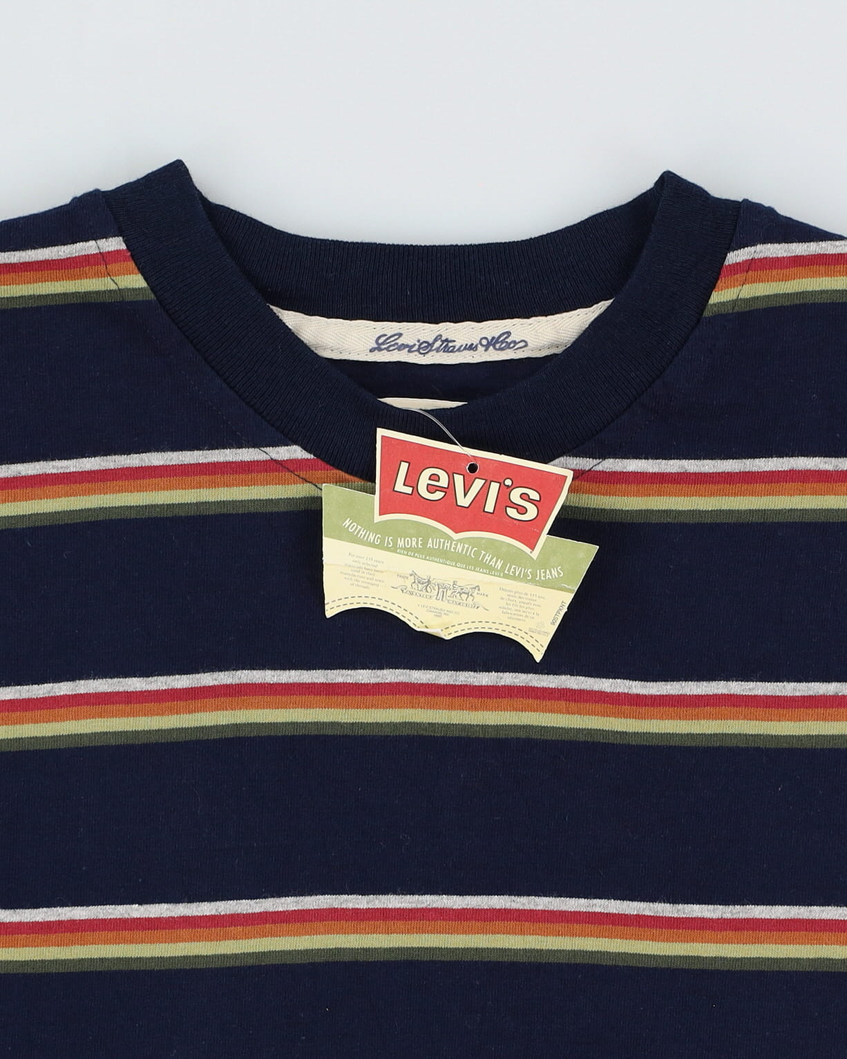 Deadstock With Tags 90s Levi's Navy Striped Long Sleeve T-Shirt - S