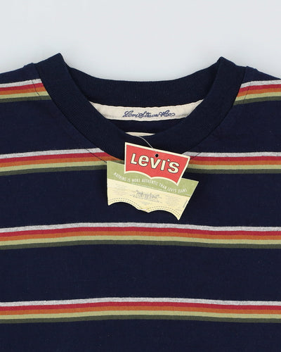 Deadstock With Tags 90s Levi's Navy Striped Long Sleeve T-Shirt - S