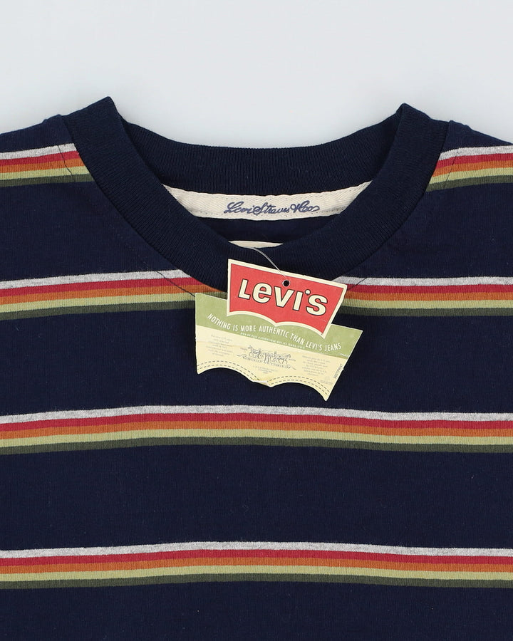 Deadstock With Tags 90s Levi's Navy Striped Long Sleeve T-Shirt - S