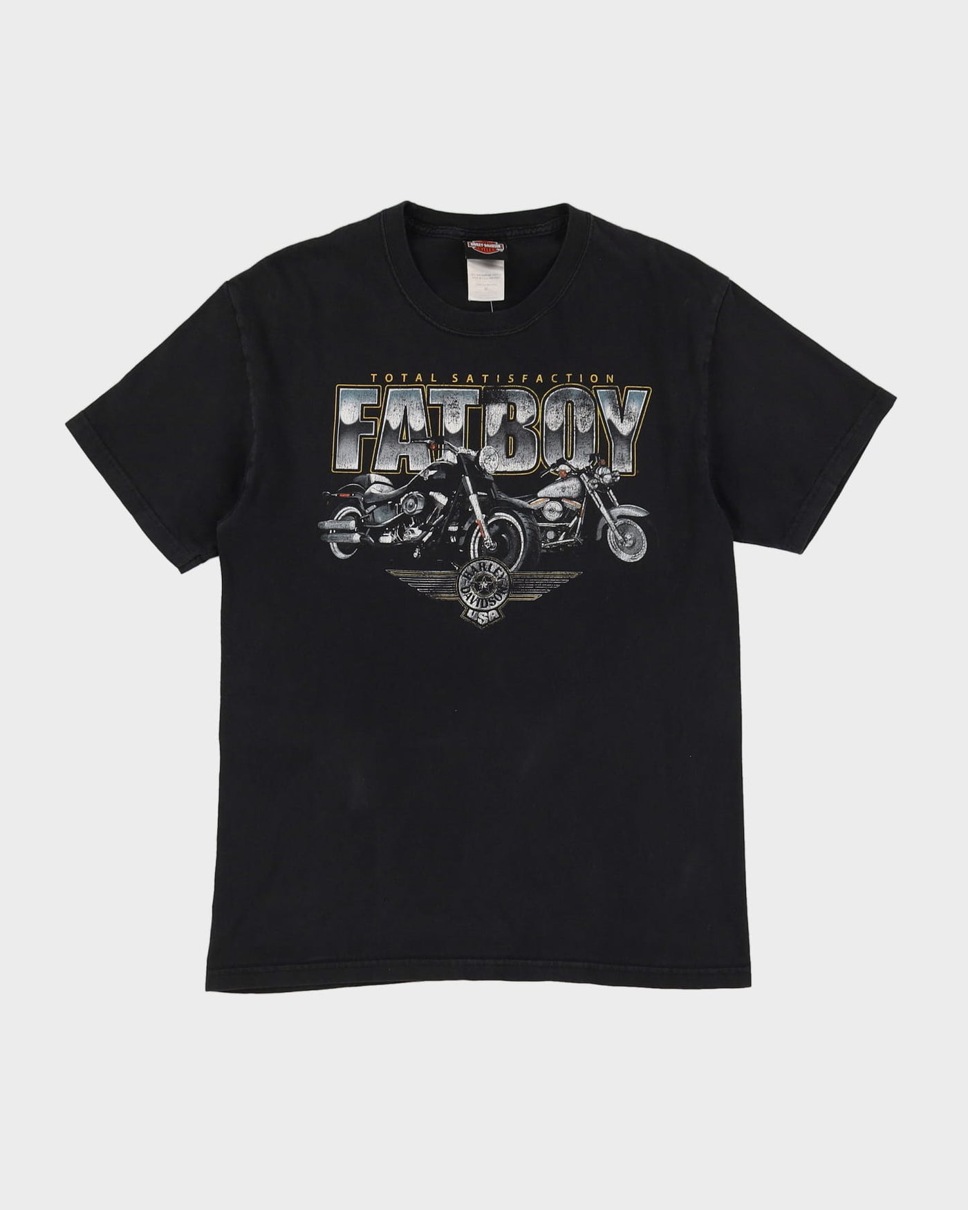 2003 Harley Davidson Fatboy Gasoline Alley Black Graphic T-Shirt - M
