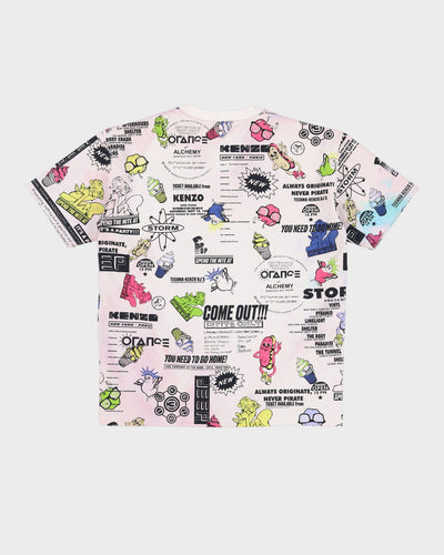 Kenzo All Over Print Over-Dyed It's A Party! Graphic T-Shirt - M