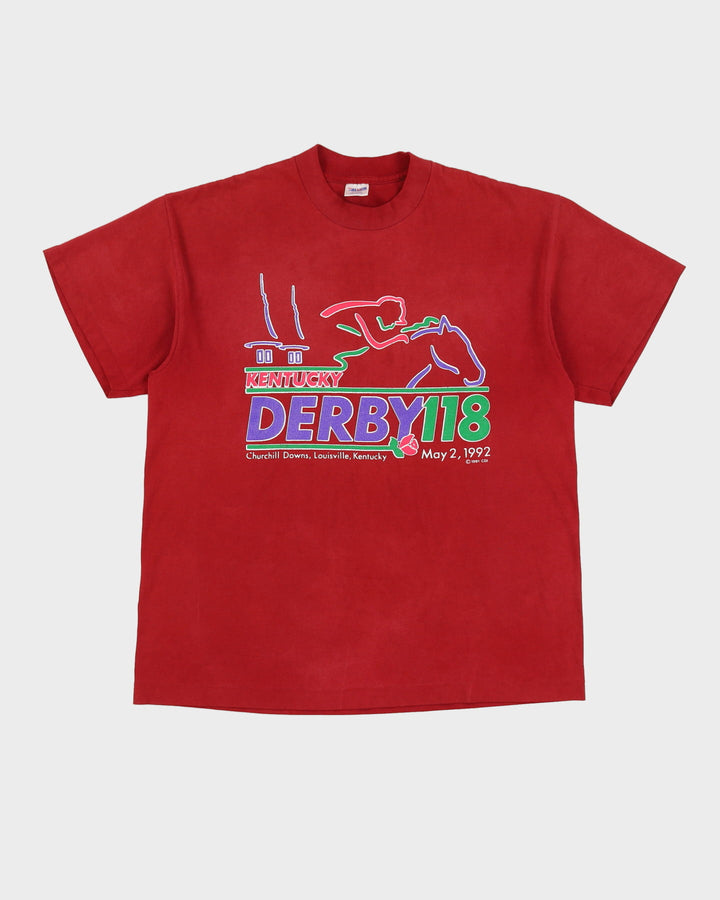 1992 Kentucky Derby Burgundy Single Stitch T-Shirt - L / XL
