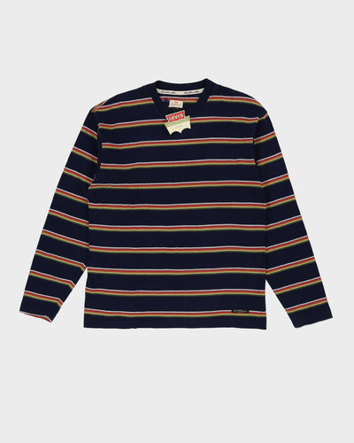 Deadstock With Tags 90s Levi's Navy Striped Long Sleeve T-Shirt - M