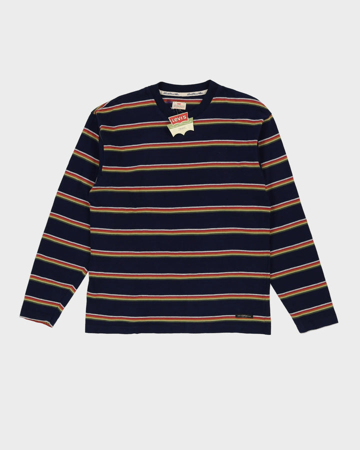 Deadstock With Tags 90s Levi's Navy Striped Long Sleeve T-Shirt - M