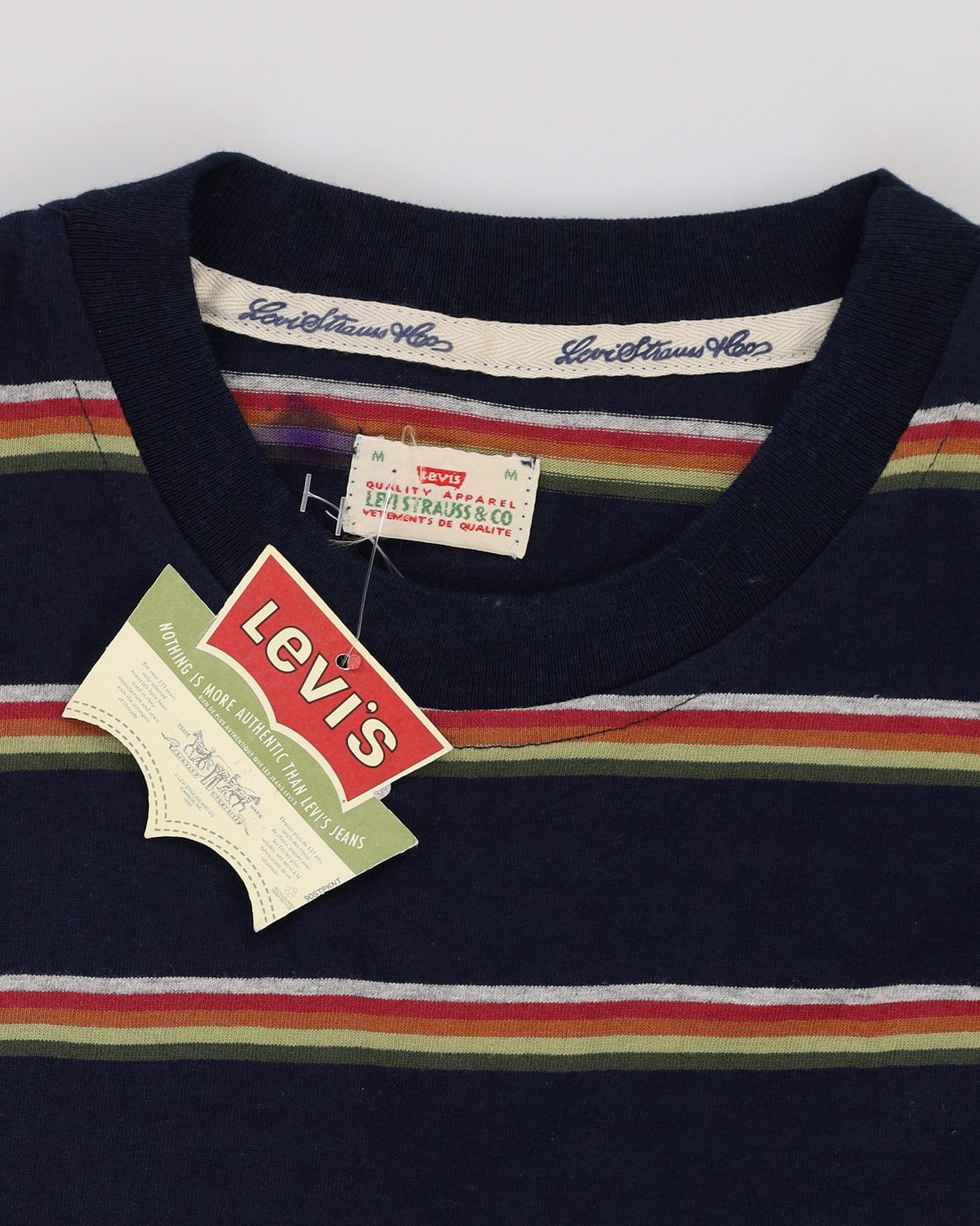 Deadstock With Tags 90s Levi's Navy Striped Long Sleeve T-Shirt - M