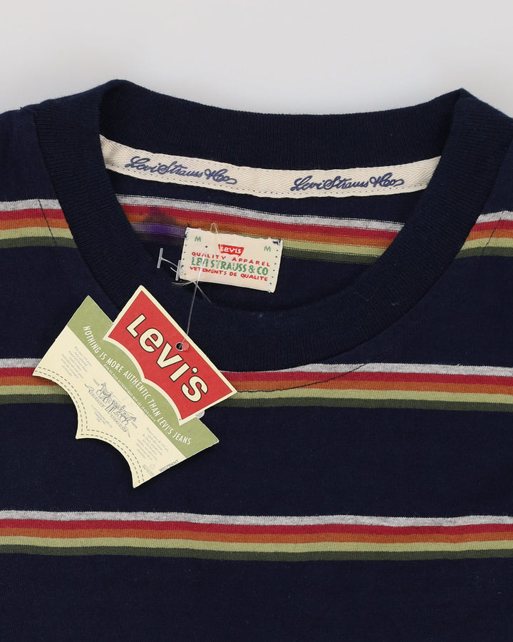 Deadstock With Tags 90s Levi's Navy Striped Long Sleeve T-Shirt - M