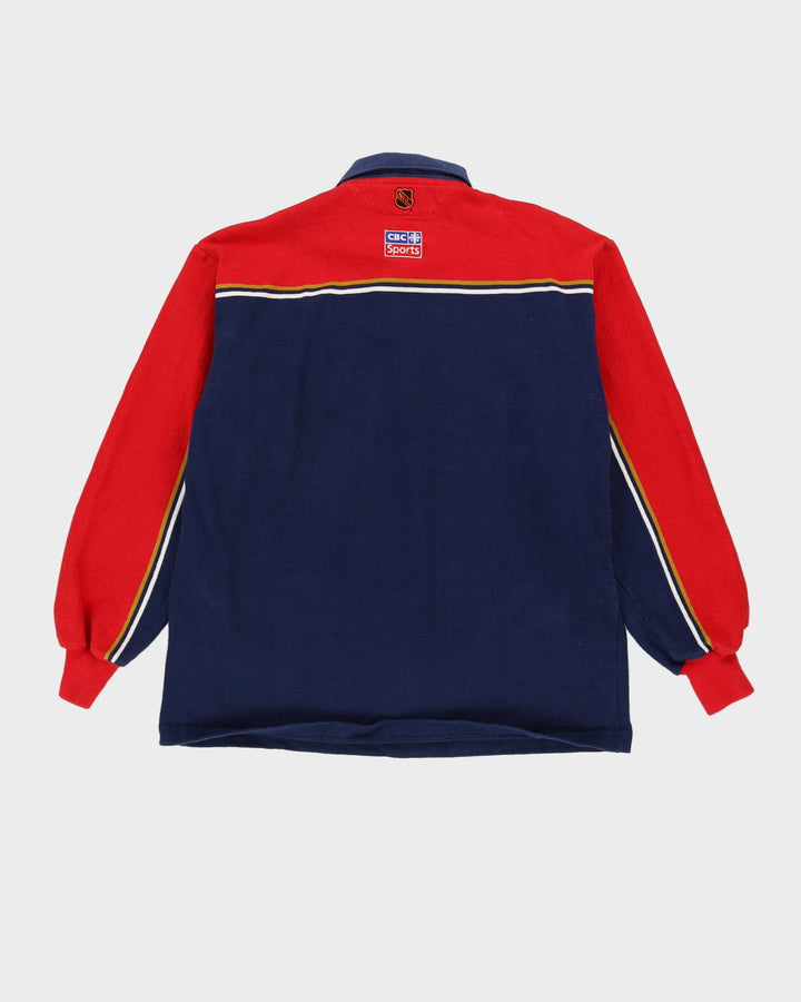 Vintage 90s Hockey Night In Canada NHL Navy Rugby Shirt - XL / XXL