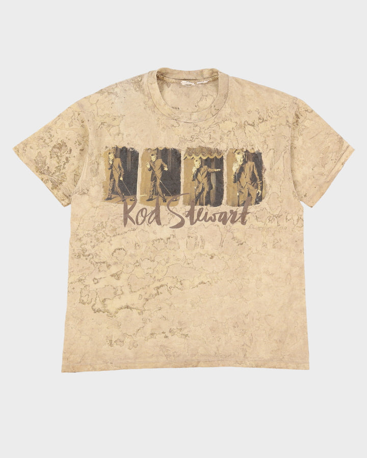 Vintage 90s Rod Stewart Beige Single Stitch Band T-Shirt - L