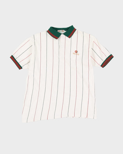 Vintage 90s Bootleg Gucci White Polo Shirt - M