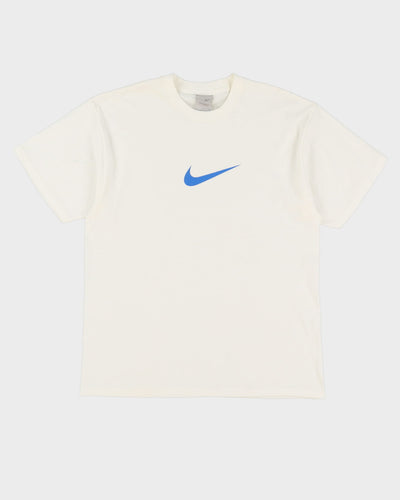00s Nike White Graphic Swoosh T-Shirt - L