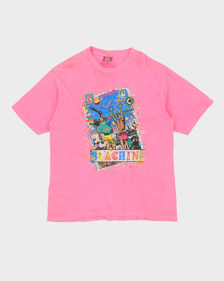 Vintage 90s Pink Beachin Graphic T-Shirt - L