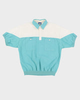 80s Fine Line Blue / White Polo Shirt - M